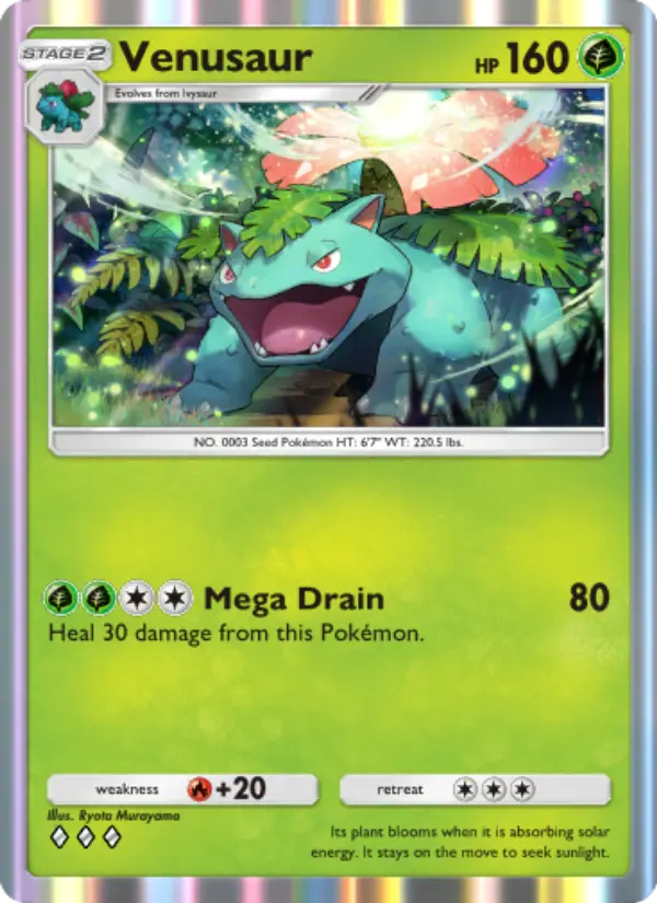 Venusaur Rare rarity Genetic Apex Pokémon card price