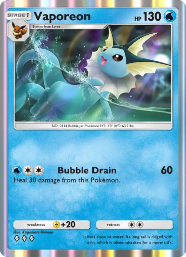 Vaporeon Rare rarity Genetic Apex Pokémon card price