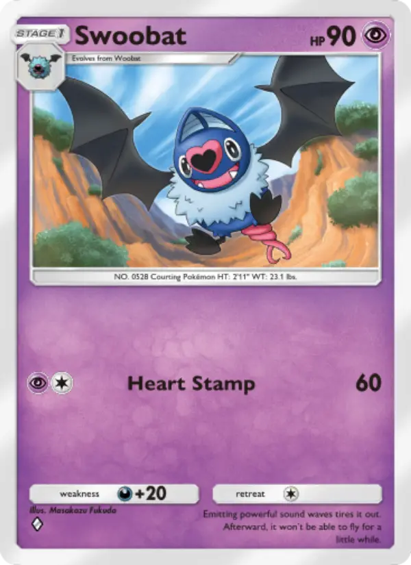 Swoobat Rare rarity Genetic Apex Pokémon card price