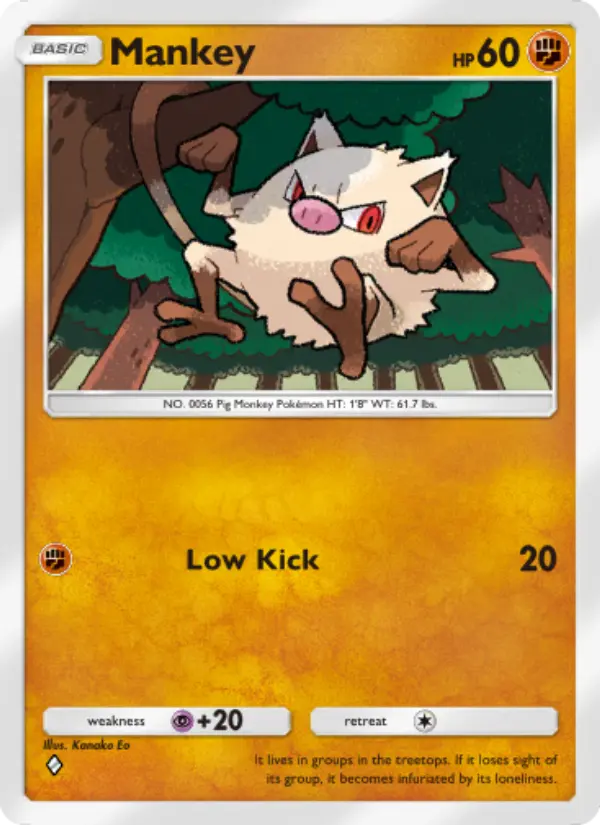 Mankey Rare rarity Genetic Apex Pokémon card price