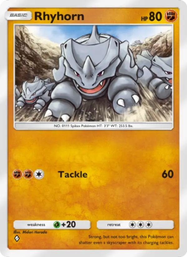 Rhyhorn Rare rarity Genetic Apex Pokémon card price