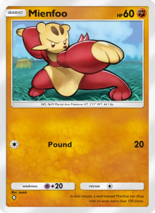 Mienfoo Rare rarity Genetic Apex Pokémon card price
