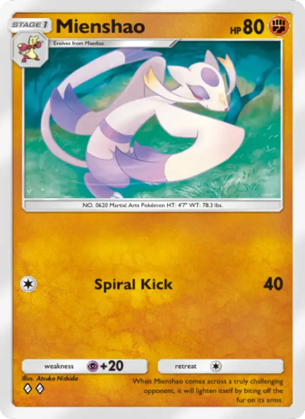 Mienshao Rare rarity Genetic Apex Pokémon card price