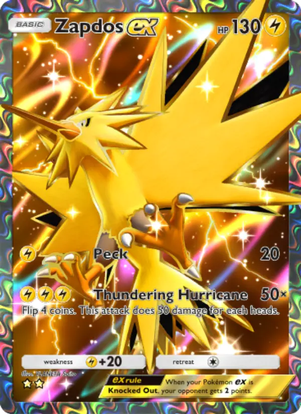 Zapdos ex Secret Rare rarity Genetic Apex Pokémon card price