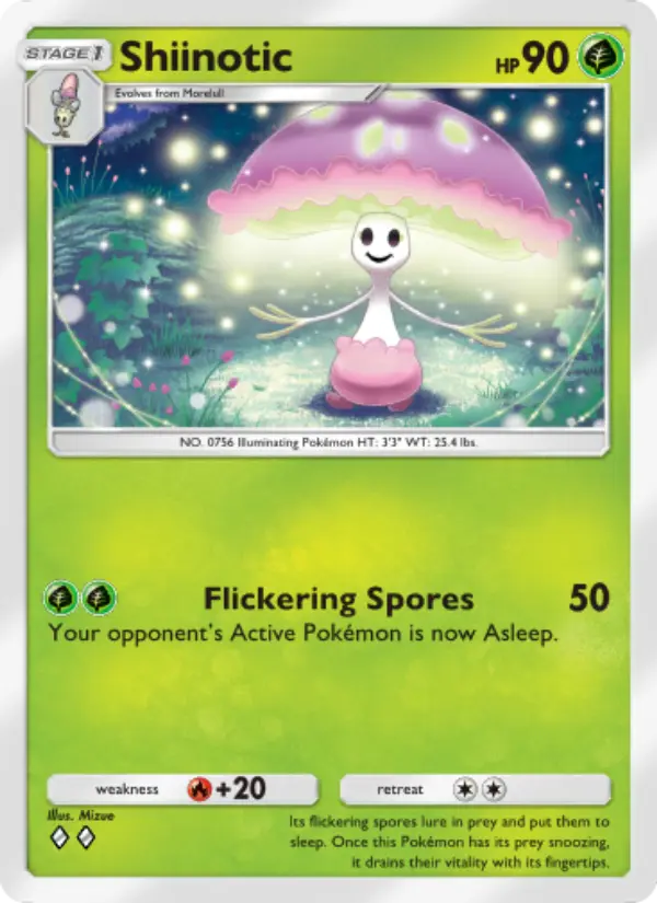 Shiinotic Rare rarity Mythical Island Pokémon card price