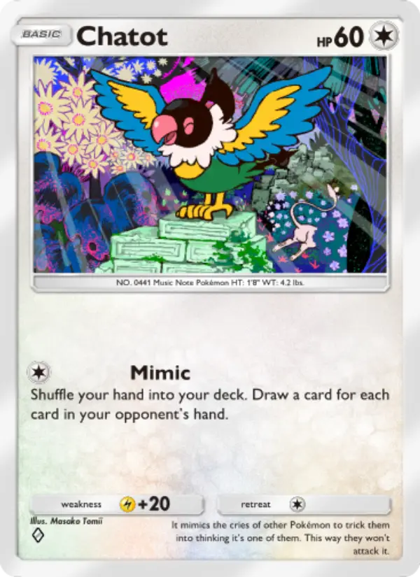 Chatot Rare rarity Mythical Island Pokémon card price