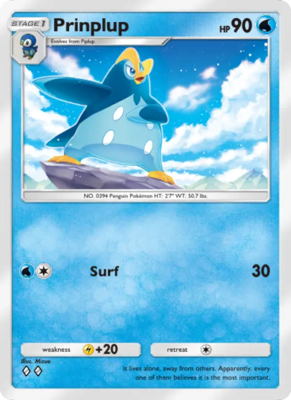 Prinplup Rare rarity Space-Time Smackdown Pokémon card price