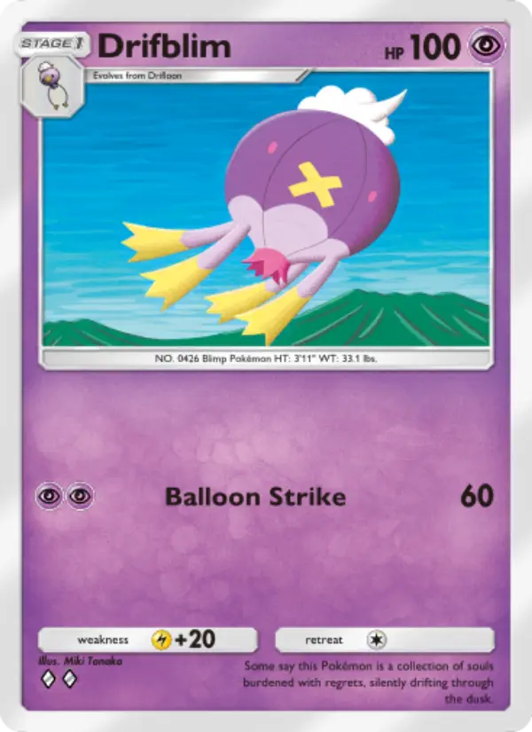 Drifblim Rare rarity Space-Time Smackdown Pokémon card price