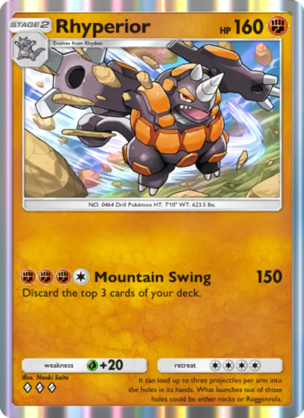 Rhyperior Rare rarity Space-Time Smackdown Pokémon card price