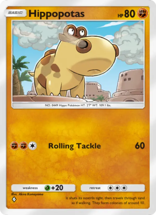 Hippopotas Rare rarity Space-Time Smackdown Pokémon card price