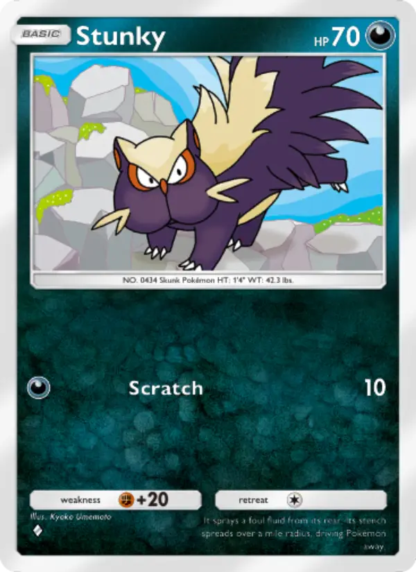 Stunky Rare rarity Space-Time Smackdown Pokémon card price