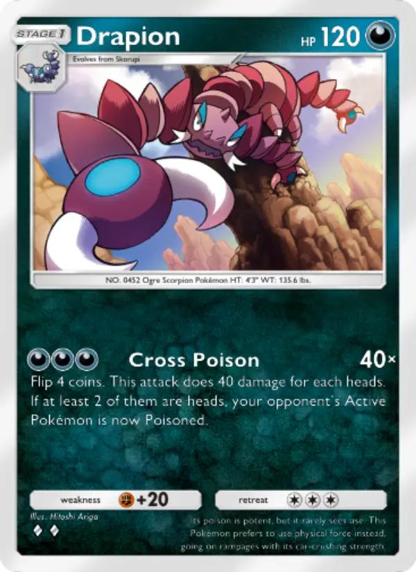 Drapion Rare rarity Space-Time Smackdown Pokémon card price