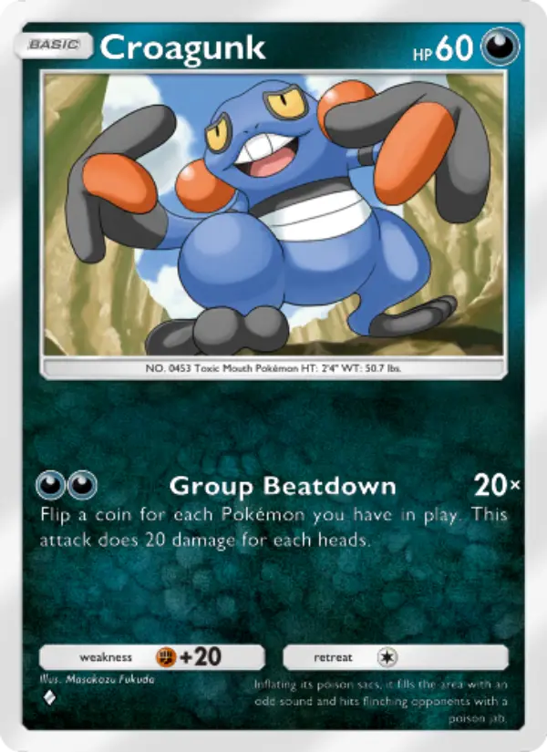 Croagunk Rare rarity Space-Time Smackdown Pokémon card price