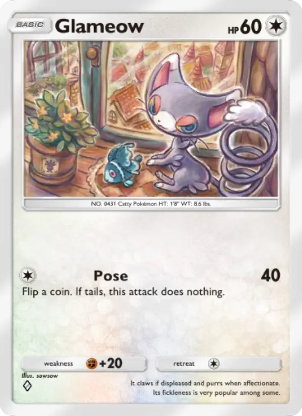 Glameow Rare rarity Space-Time Smackdown Pokémon card price