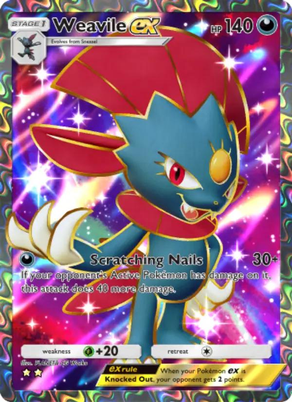 Weavile ex Secret Rare rarity Space-Time Smackdown Pokémon card price