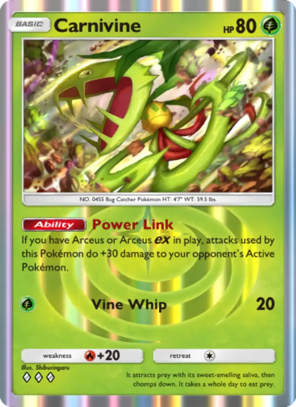 Carnivine Rare rarity Triumphant Light Pokémon card price
