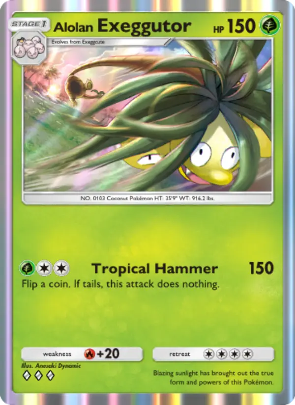 Alolan Exeggutor Rare rarity Celestial Guardians Pokémon card price