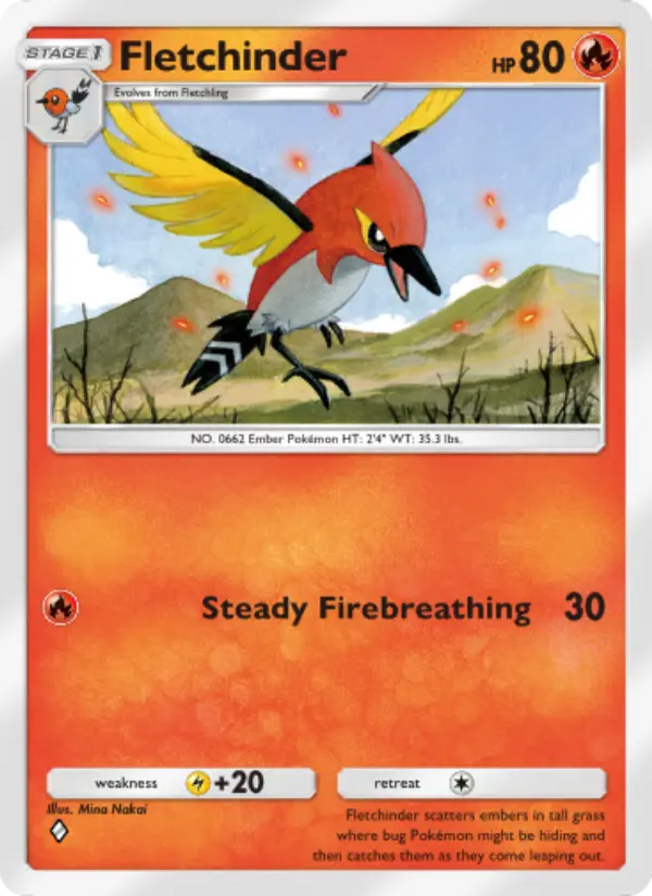 Fletchinder Rare rarity Celestial Guardians Pokémon card price