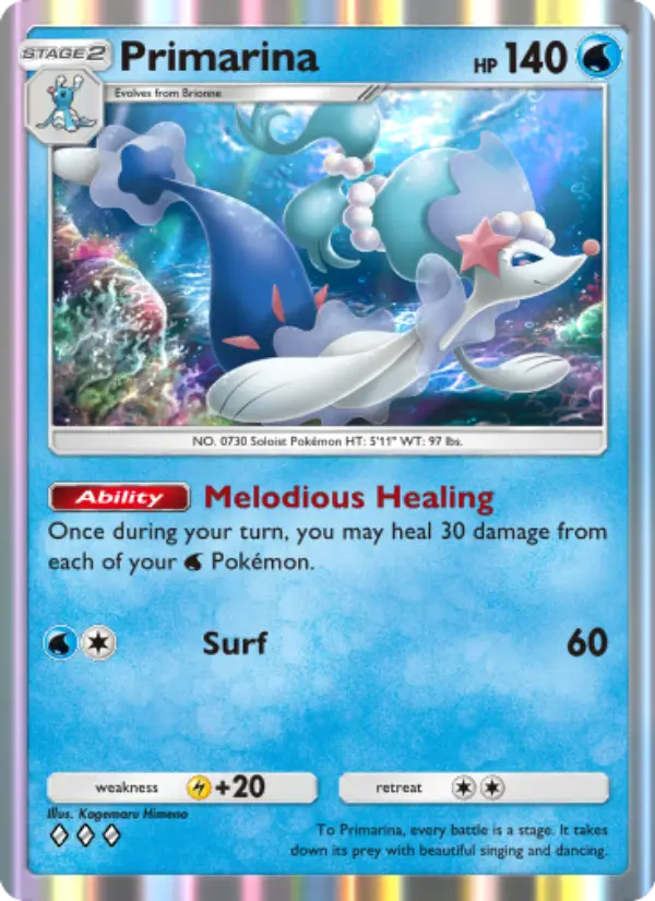 Primarina Rare rarity Celestial Guardians Pokémon card price