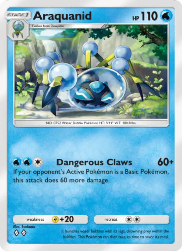 Araquanid Rare rarity Celestial Guardians Pokémon card price