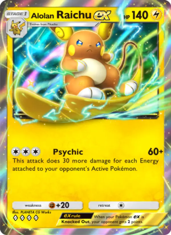 Alolan Raichu ex Rare rarity Celestial Guardians Pokémon card price
