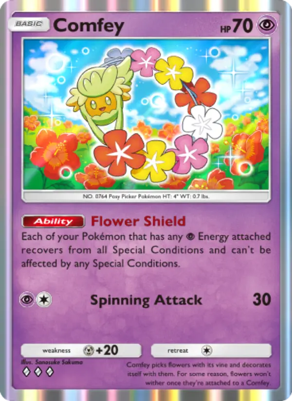 Comfey Rare rarity Celestial Guardians Pokémon card price