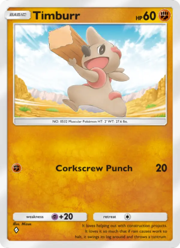 Timburr Rare rarity Celestial Guardians Pokémon card price