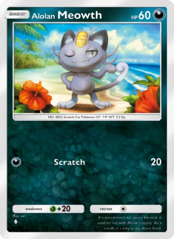 Alolan Meowth Rare rarity Celestial Guardians Pokémon card price