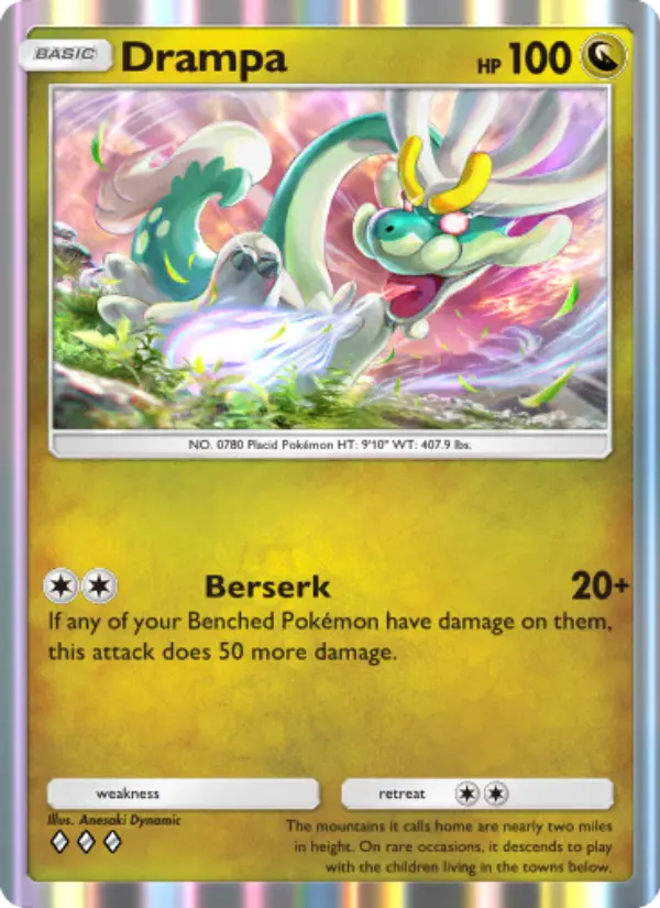Drampa Rare rarity Celestial Guardians Pokémon card price