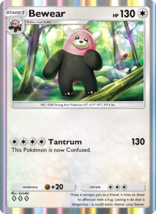 Bewear Rare rarity Celestial Guardians Pokémon card price
