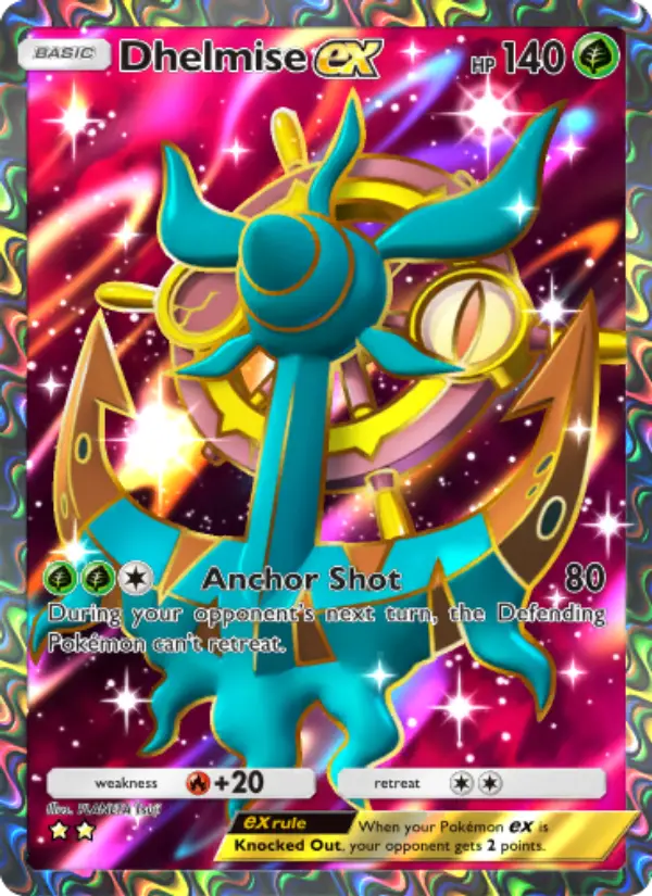 Dhelmise ex Secret Rare rarity Celestial Guardians Pokémon card price