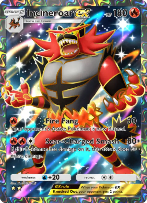 Incineroar ex Secret Rare rarity Celestial Guardians Pokémon card price