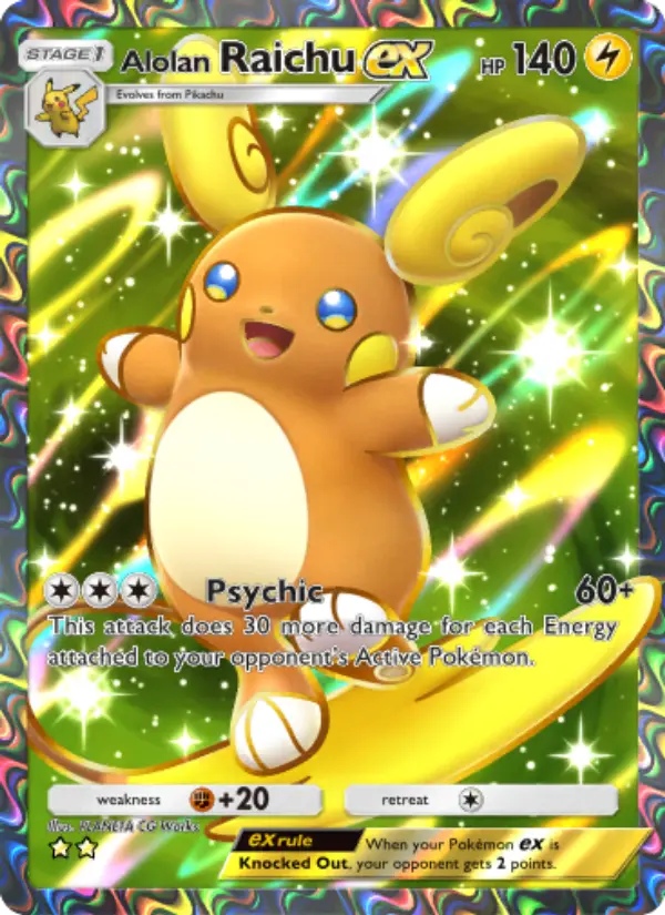 Alolan Raichu ex Secret Rare rarity Celestial Guardians Pokémon card price