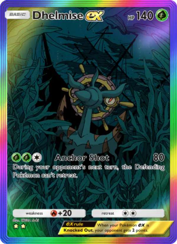 Dhelmise ex Secret Rare rarity Celestial Guardians Pokémon card price