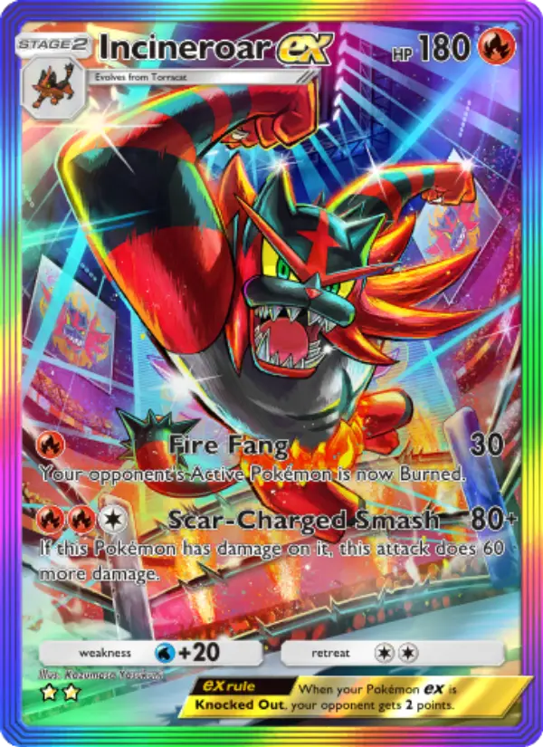 Incineroar ex Secret Rare rarity Celestial Guardians Pokémon card price