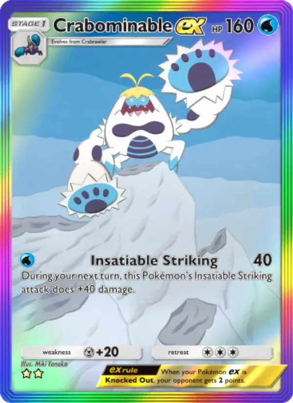 Crabominable ex Secret Rare rarity Celestial Guardians Pokémon card price