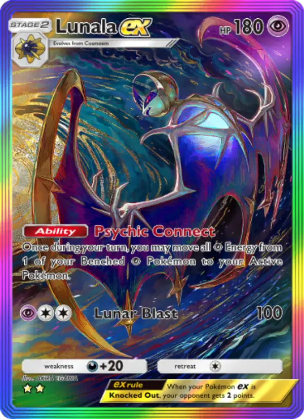 Lunala ex Secret Rare rarity Celestial Guardians Pokémon card price