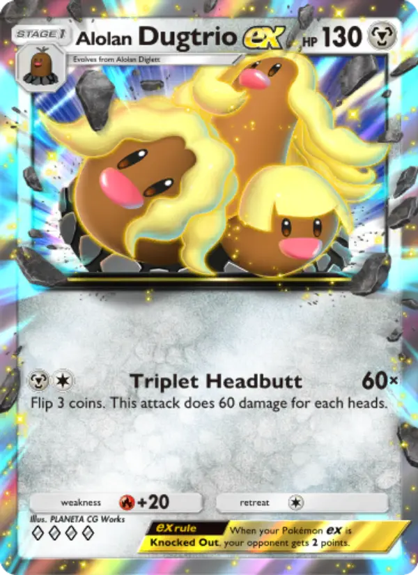 Alolan Dugtrio ex Rare rarity Extradimensional Crisis Pokémon card price