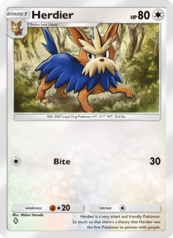 Herdier Rare rarity Extradimensional Crisis Pokémon card price
