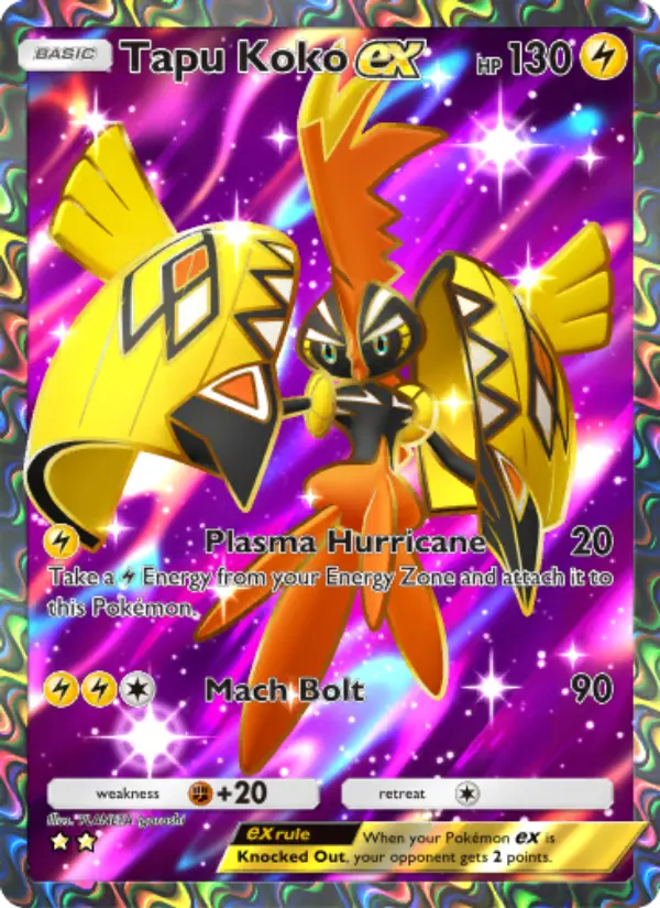 Tapu Koko ex Secret Rare rarity Extradimensional Crisis Pokémon card price