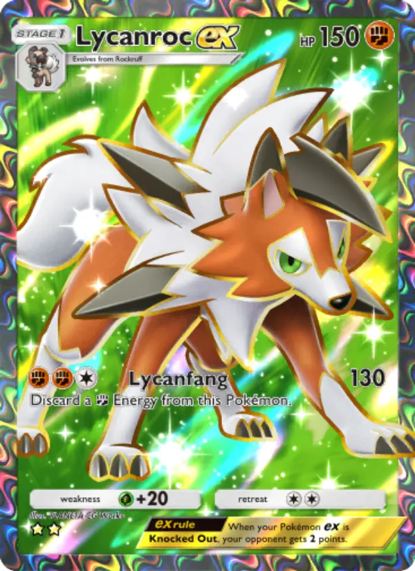 Lycanroc ex Secret Rare rarity Extradimensional Crisis Pokémon card price