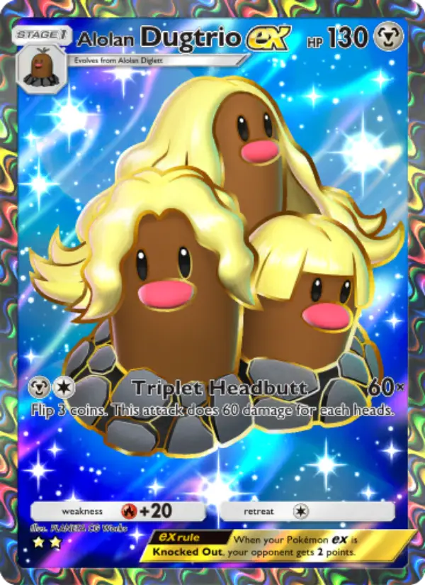 Alolan Dugtrio ex Secret Rare rarity Extradimensional Crisis Pokémon card price