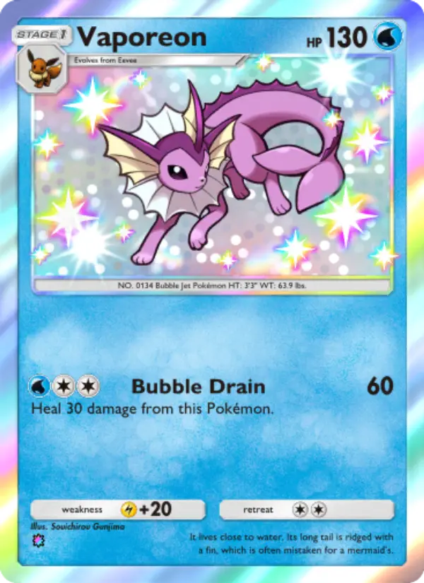 Vaporeon Secret Rare rarity Wisdom of Sea and Sky Pokémon card price