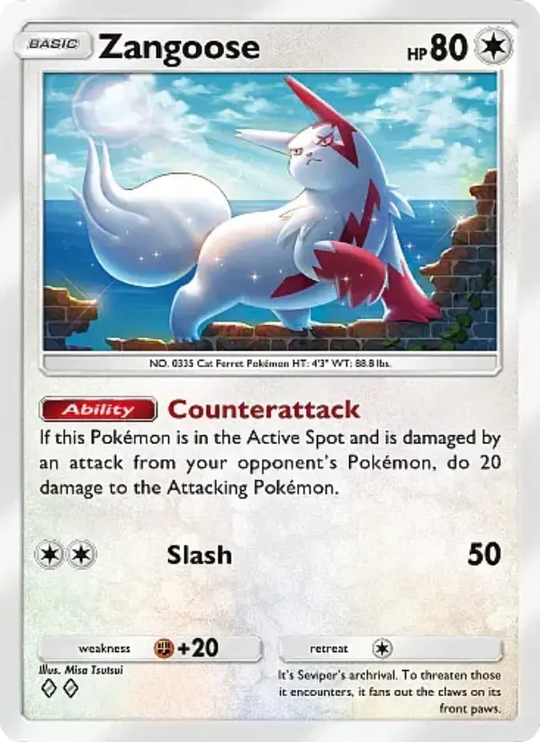 Zangoose Rare rarity Secluded Springs Pokémon card price