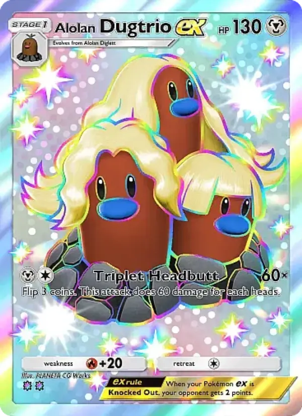 Alolan Dugtrio ex Secret Rare rarity Mega Rising Pokémon card price