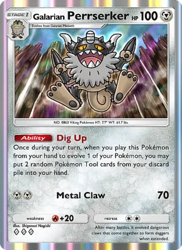 Galarian Perrserker Rare rarity Fantastical Parade Pokémon card price