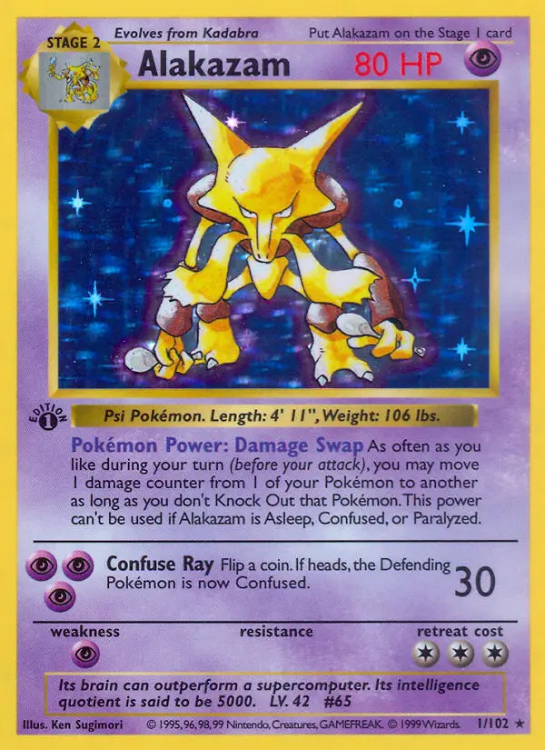 Alakazam Rare rarity Base Set Pokémon card price — $71.88