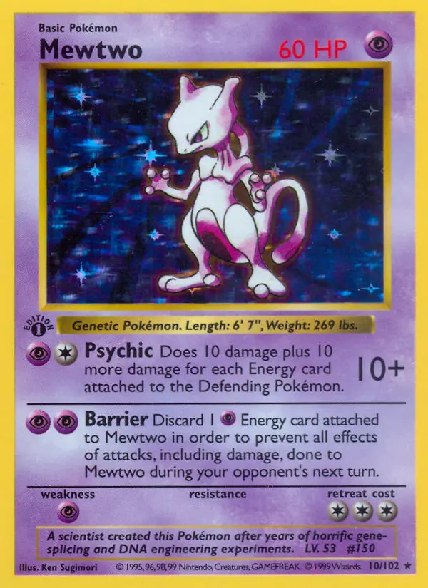 Mewtwo Rare rarity Base Set Pokémon card price — $78.89