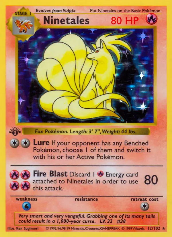 Ninetales Rare rarity Base Set Pokémon card price — $36.65