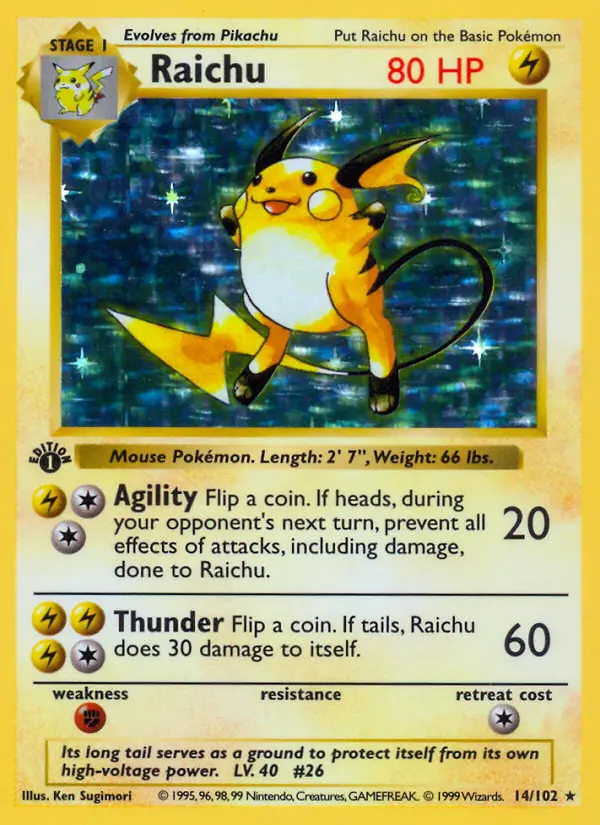 Raichu Rare rarity Base Set Pokémon card price — $71.13